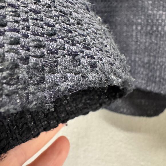 Lucky Brand Blazer Womens 6 Blue Tweed Textured Jacket Lined Coastal 1 Button - Picture 7 of 9